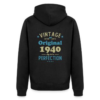 Cadeau D'anniversaire 1940 Rétro Vintage 1940 - Veste à capuche bio Premium Unisexe - noir - Dos - Nico (187cm)