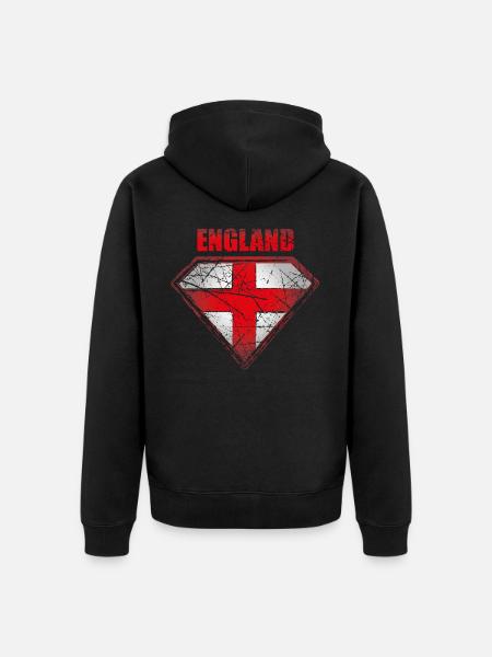 Angleterre Superhero Flag Vintage Rétro Symbole - Veste à capuche bio Premium Unisexe - noir