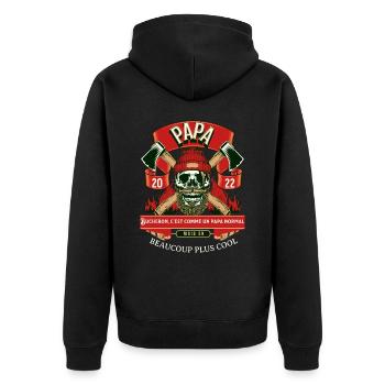 Papa bucheron cadeau fête des pères cool humour - Veste à capuche bio Premium Unisexe - noir - Dos - Nico (187cm)