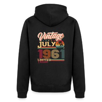 Millésime Juillet 1961 61ème anniversaire Hommes 61 ans - Veste à capuche bio Premium Unisexe - noir - Dos - Nico (187cm)
