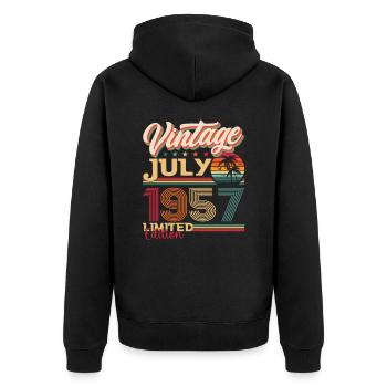 Millésime Juillet 1957 65ème anniversaire Hommes 65 ans - Veste à capuche bio Premium Unisexe - noir - Dos - Nico (187cm)