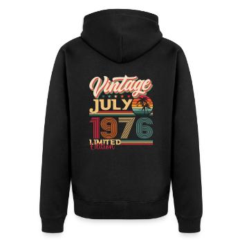 Millésime Juillet 1976 46ème anniversaire Hommes 46 ans - Veste à capuche bio Premium Unisexe - noir - Dos - Nico (187cm)