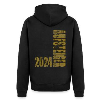 Aufsteiger 2024 Aufstiegstrikot 24 - Unisex Premium Bio Zip Hoodie - Schwarz - Hinten - Nico (187cm)
