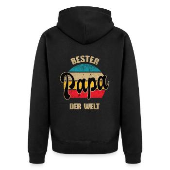 Bester Papa der Welt - Vintage Vatertag Geschenk - Unisex Premium Bio Zip Hoodie - Schwarz - Hinten - Nico (187cm)