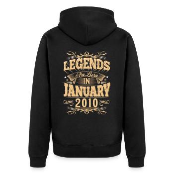 Légende de l’anniversaire de janvier 2010 - Veste à capuche bio Premium Unisexe - noir - Dos - Nico (187cm)