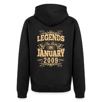 January 2009 Birthday Legend - Unisex Premium Organic Zip Hoodie - black - Back - Nico (187cm)