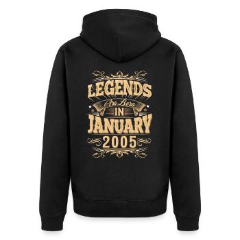 Légende de l’anniversaire de janvier 2005 - Veste à capuche bio Premium Unisexe - noir - Dos - Nico (187cm)