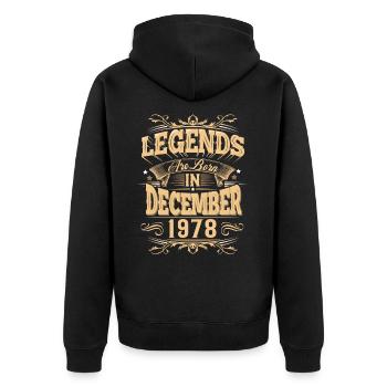 Légende de l’anniversaire de décembre 1978 - Veste à capuche bio Premium Unisexe - noir - Dos - Nico (187cm)