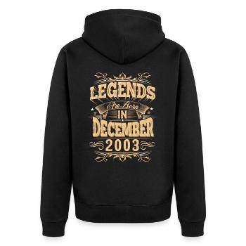 Légende de l’anniversaire de décembre 2003 - Veste à capuche bio Premium Unisexe - noir - Dos - Nico (187cm)