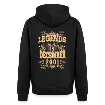 Légende de l’anniversaire de décembre 2001 - Veste à capuche bio Premium Unisexe - noir - Dos - Nico (187cm)