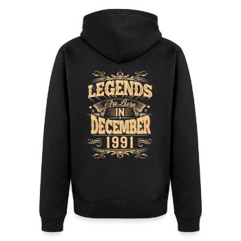 Légende de l’anniversaire de décembre 1991 - Veste à capuche bio Premium Unisexe - noir - Dos - Nico (187cm)