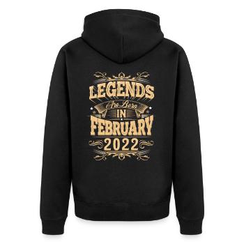 February 2022 Birthday Legend - Unisex Premium Organic Zip Hoodie - black - Back - Nico (187cm)