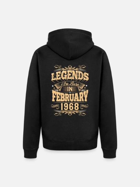 February 1968 Birthday Legend - Unisex Premium Organic Zip Hoodie - black