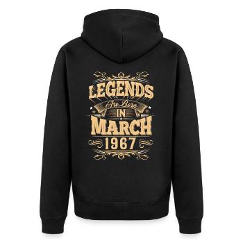 März 1967 Geburtstag Legende - Unisex Premium Bio Zip Hoodie - Schwarz - Hinten - Nico (187cm)