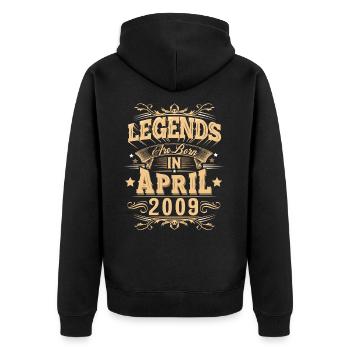 Légende de l’anniversaire d’avril 2009 - Veste à capuche bio Premium Unisexe - noir - Dos - Nico (187cm)