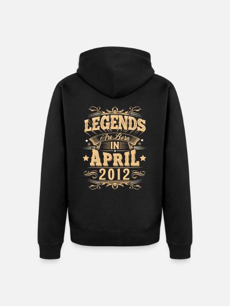 April 2012 Birthday Legend - Unisex Premium Organic Zip Hoodie - black