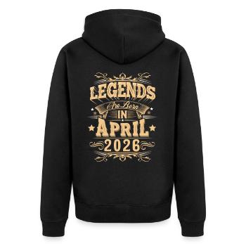 Légende de l’anniversaire d’avril 2026 - Veste à capuche bio Premium Unisexe - noir - Dos - Nico (187cm)