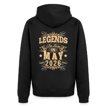 Légende de l’anniversaire de mai 2026 - Veste à capuche bio Premium Unisexe - noir - Dos - Nico (187cm)
