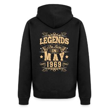 Légende de l’anniversaire de mai 1969 - Veste à capuche bio Premium Unisexe - noir - Dos - Nico (187cm)