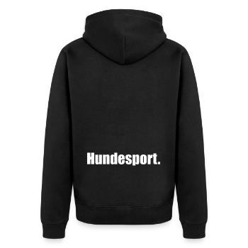 Hundesport. Hundemotiv White - Unisex Premium Bio Zip Hoodie - Schwarz - Hinten - Nico (187cm)