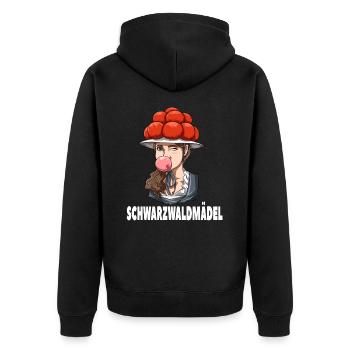 Bollenhut Schwarzwald Schwarzwaldmädel - Unisex Premium Bio Zip Hoodie - Schwarz - Hinten - Nico (187cm)