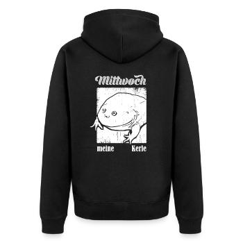 Es Ist Mittwoch Meine Kerle Mittwochsfrosch Meme - Unisex Premium Bio Zip Hoodie - Schwarz - Hinten - Nico (187cm)
