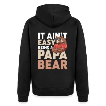 It Ain't Easy Being A Papa Bear - Unisex Premium Bio Zip Hoodie - Schwarz - Hinten - Nico (187cm)