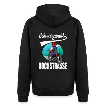 Schwarzwaldhochstraße Schwarzwald Motorrad - Unisex Premium Bio Zip Hoodie - Schwarz - Hinten - Nico (187cm)