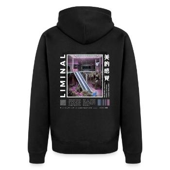 Liminal Spaces Retro 80s & 90s Aesthetic Vaporwave - Unisex Premium Organic Zip Hoodie - black - Back - Nico (187cm)