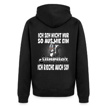 Stinktier Lustige Stinktiere Zootier Geschenk für - Unisex Premium Bio Zip Hoodie - Schwarz - Hinten - Nico (187cm)
