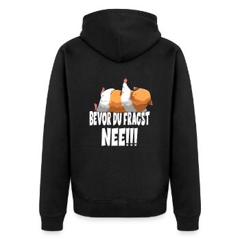 Bevor Du Fragst Nee Meerschweinchen - Unisex Premium Bio Zip Hoodie - Schwarz - Hinten - Nico (187cm)