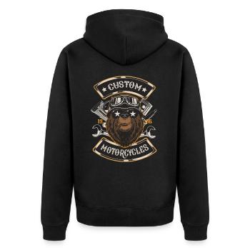 Motorcycles Custom Vintage Bike Motorcyclist Bear - Unisex Premium Organic Zip Hoodie - black - Back - Nico (187cm)