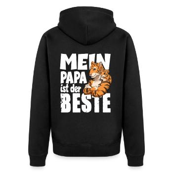 Mein Papa ist der BESTE für einen Papa Vater Papi - Unisex Premium Bio Zip Hoodie - Schwarz - Hinten - Nico (187cm)