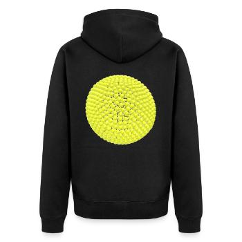 Gelbe Bälle als Kugel - Unisex Premium Bio Zip Hoodie - Schwarz - Hinten - Nico (187cm)