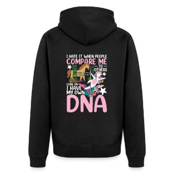 I Hate It When People Compare Me To Others - Unisex Premium Bio Zip Hoodie - Schwarz - Hinten - Nico (187cm)