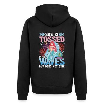 Niedliche Meerjungfrau Wellen Meer für alle - Unisex Premium Bio Zip Hoodie - Schwarz - Hinten - Nico (187cm)
