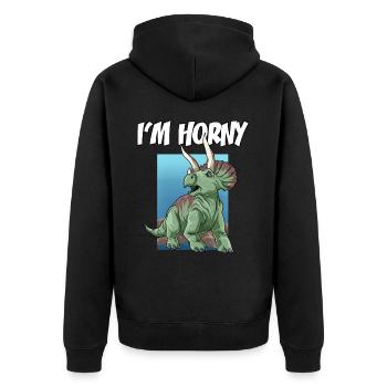 Velociraptor für einen Dino Fan und Dinosaurier - Unisex Premium Bio Zip Hoodie - Schwarz - Hinten - Nico (187cm)