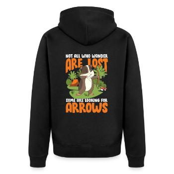 Not All Who Wander Are Lost Some Are Looking For - Unisex Premium Bio Zip Hoodie - Schwarz - Hinten - Nico (187cm)