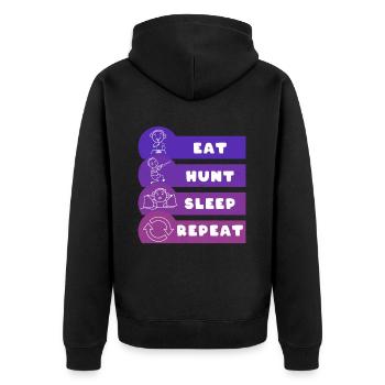 Eat Hunt Sleep Repeat - Unisex Premium Bio Zip Hoodie - Schwarz - Hinten - Nico (187cm)