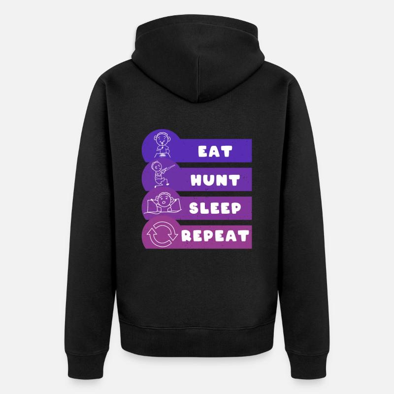 Manger Hunt Sleep Répéter - Veste à capuche bio Premium Unisexe - noir