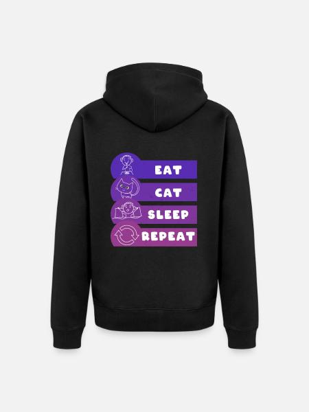 Eat Cat Sleep Repeat - Unisex Premium Organic Zip Hoodie - black