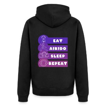Manger Aikido Sommeil Répéter - Veste à capuche bio Premium Unisexe - noir - Dos - Nico (187cm)