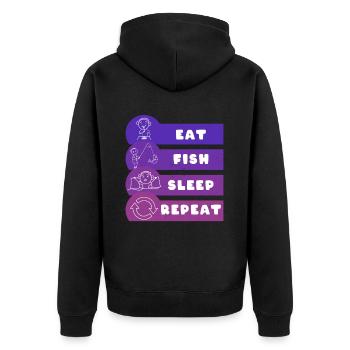 Manger du poisson Sommeil Répéter - Veste à capuche bio Premium Unisexe - noir - Dos - Nico (187cm)