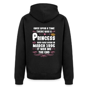 Il était une fois une princesse. Naissance en mars 1995 - Veste à capuche bio Premium Unisexe - noir - Dos - Nico (187cm)
