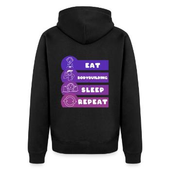 Manger Musculation Sommeil Répéter - Veste à capuche bio Premium Unisexe - noir - Dos - Nico (187cm)