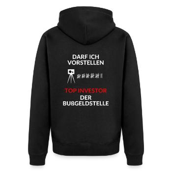 Offizieller Sponsor der Bußgeldstelle - Mechaniker - Unisex Premium Bio Zip Hoodie - Schwarz - Hinten - Nico (187cm)