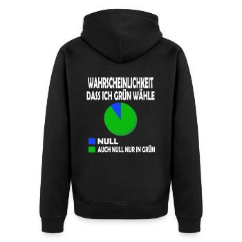 Wahrscheinlichkeit dass ich Grün wähle Null T-Shi - Unisex Premium Bio Zip Hoodie - Schwarz - Hinten - Nico (187cm)