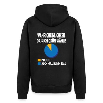 Wahrscheinlichkeit dass ich Grün wähle Null T-Shi - Unisex Premium Bio Zip Hoodie - Schwarz - Hinten - Nico (187cm)