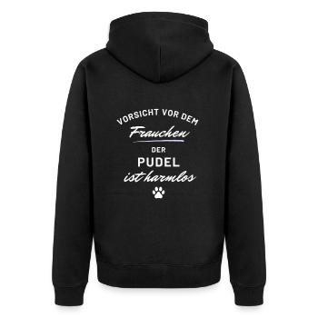 vorsicht frauchen pudel harmlos hunde spruch - Unisex Premium Bio Zip Hoodie - Schwarz - Hinten - Nico (187cm)