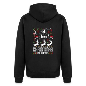 Oh Deer Christmas Is Here - Unisex Premium Organic Zip Hoodie - black - Back - Nico (187cm)